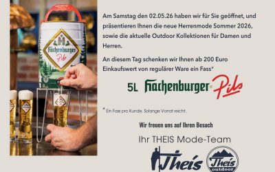 Wir schenken Ihnen am Samstag, den 02.05.26 ab 200 Euro Einkaufswert auf reguläre Ware ein 5 Liter Hachenburger Pils Fass!